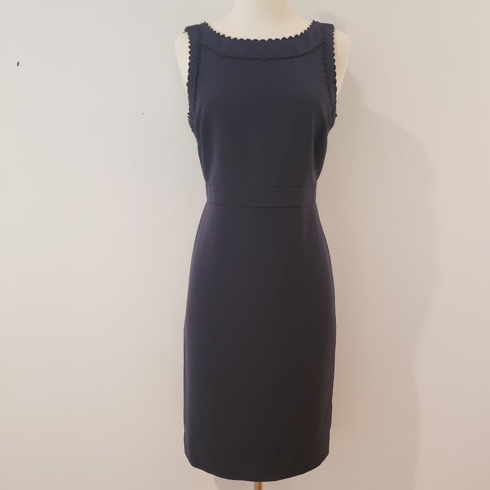 Anne Taylor Navy Scallop Neck Sheath Dress